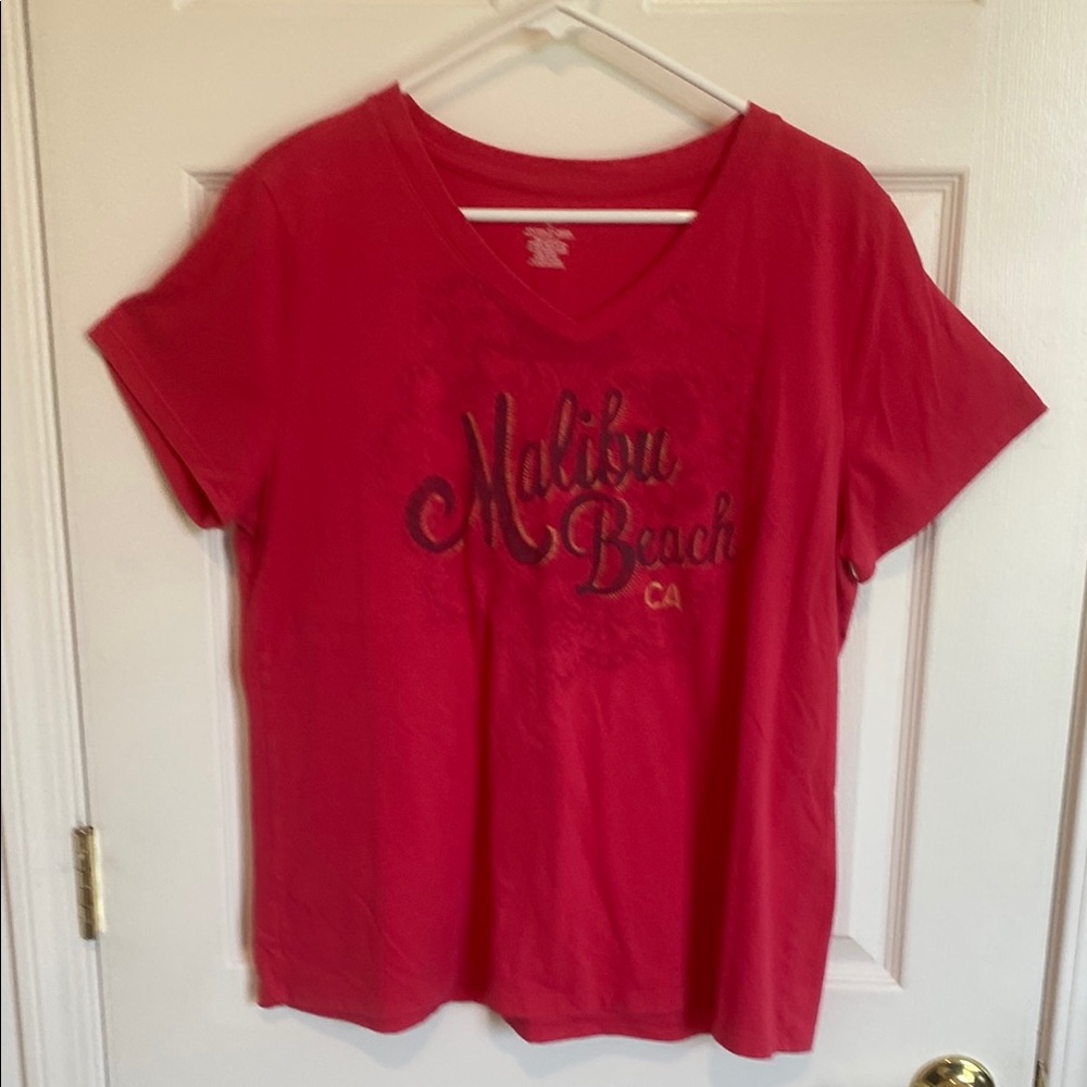 Hot Pink Malibu Beach Graphic T-Shirt